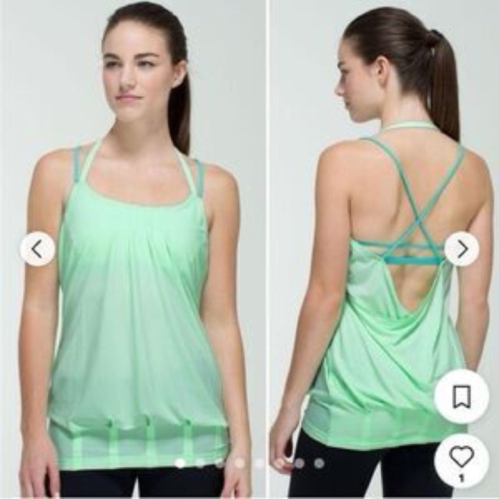 lululemon athletica Mint Green Strappy Draped Back Tank
